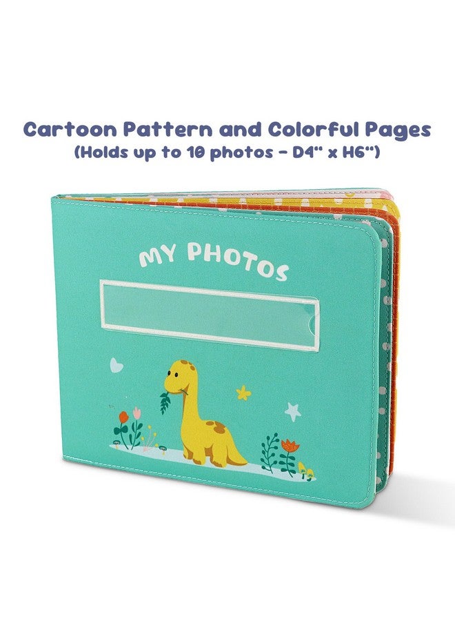FANNA Baby's My First Photo Album of Dinosaur Theme, Soft Cloth Photo Album with Color Pages for 10 Pictures 4x6 inch - Image 2