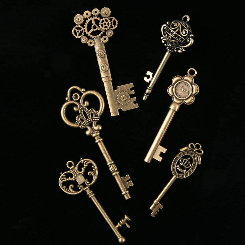 CHuangQi Vintage Skeleton Keys Set, Filigree Steampunk Keys, Antique Bronze Charms Pendants, Pack of 12 Different Style (Pack of 12) - Image 2