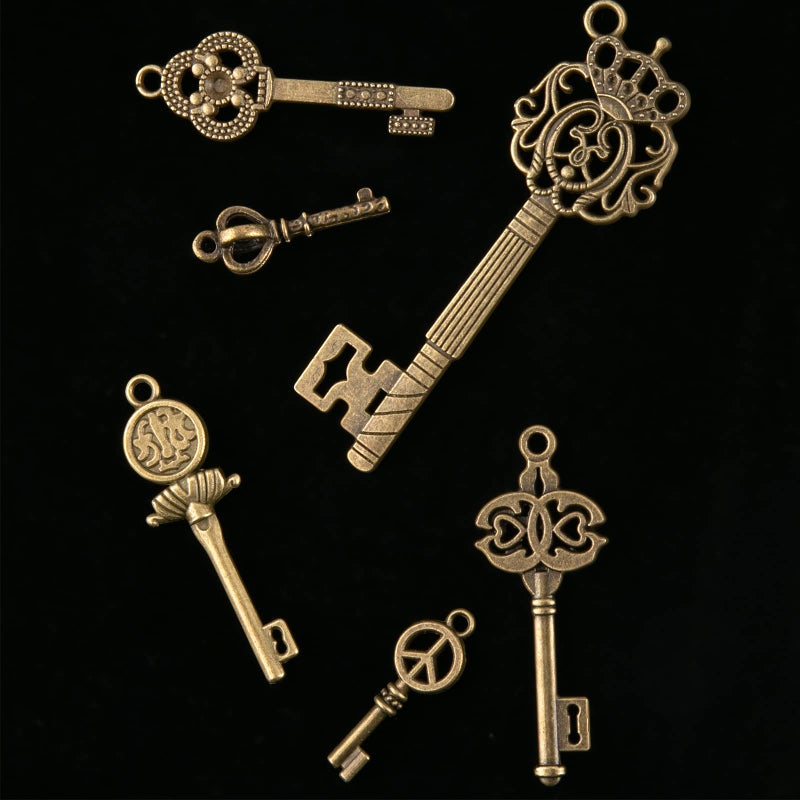 CHuangQi Vintage Skeleton Keys Set, Filigree Steampunk Keys, Antique Bronze Charms Pendants, Pack of 12 Different Style (Pack of 12) - Image 3