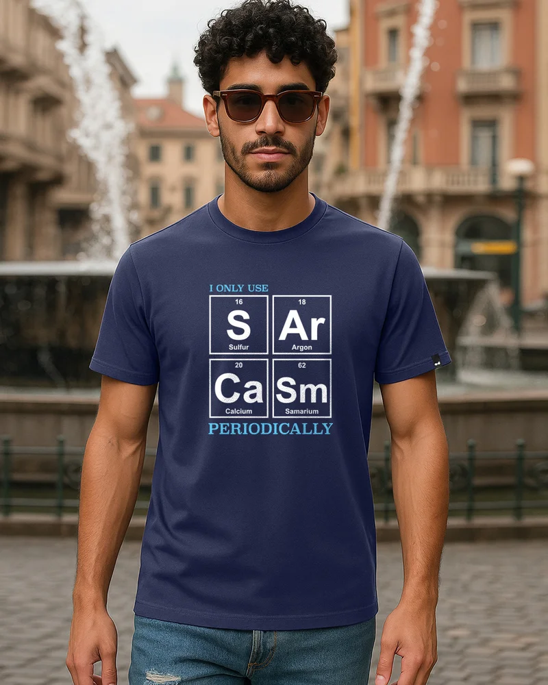 بيواكوف Men's Navy Blue Sargasm Typography T-shirt