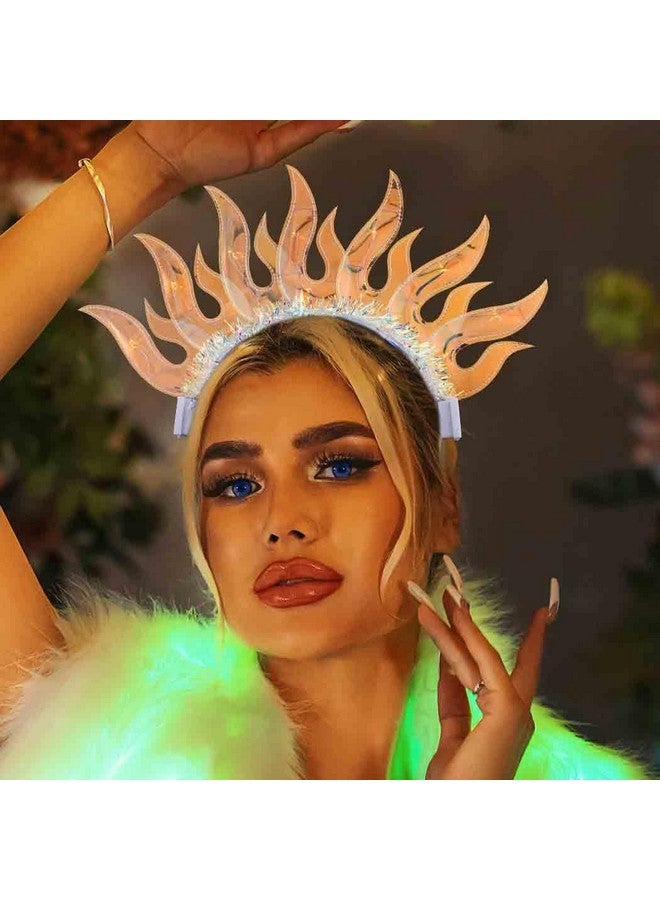 Zoestar Light Up Flame Headband Led Glowing Fire Hair Bands Party Nightclub Costume Hair Accessory Women (Yellow) - Image 3