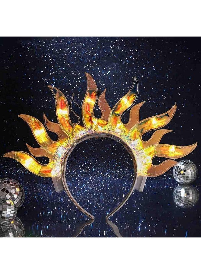 Zoestar Light Up Flame Headband Led Glowing Fire Hair Bands Party Nightclub Costume Hair Accessory Women (Yellow) - Image 1