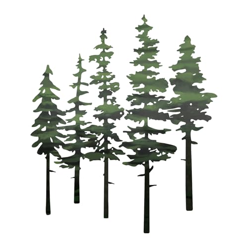 ESTART Metal Pine Tree Wall Art Metal Tree Wall Decor Nature Rustic Farmhouse Cabin Decor Forest Wall Art for Home Living Room Bedroom Office Indoor and Outdoor Decoration Green - Image 1