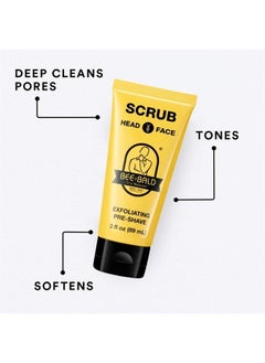 Bee Bald BEE BALD SCRUB Exfoliating Pre-Shave deep cleans and removes pore clogging dirt, oil and dry, flaky skin, preparing it for a ‘super close shave' and leaving it ‘smoother than a baby's behind', 3 Fl. O  - Image 2