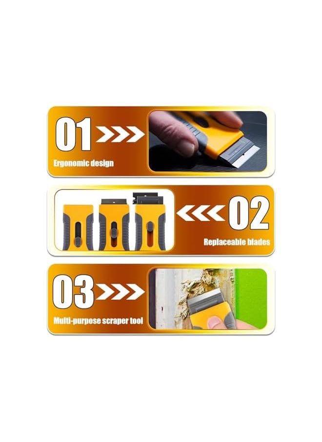 PROMASS promass Razor Blade Scraper, Cleaning Razor Scraper for Glass with 15 pcs Extra Blades, Razor Blade Retractable for Removing Labels, Stickers, Decals, Glue Residue, Paint from Glass, (Yellow)  - Image 4