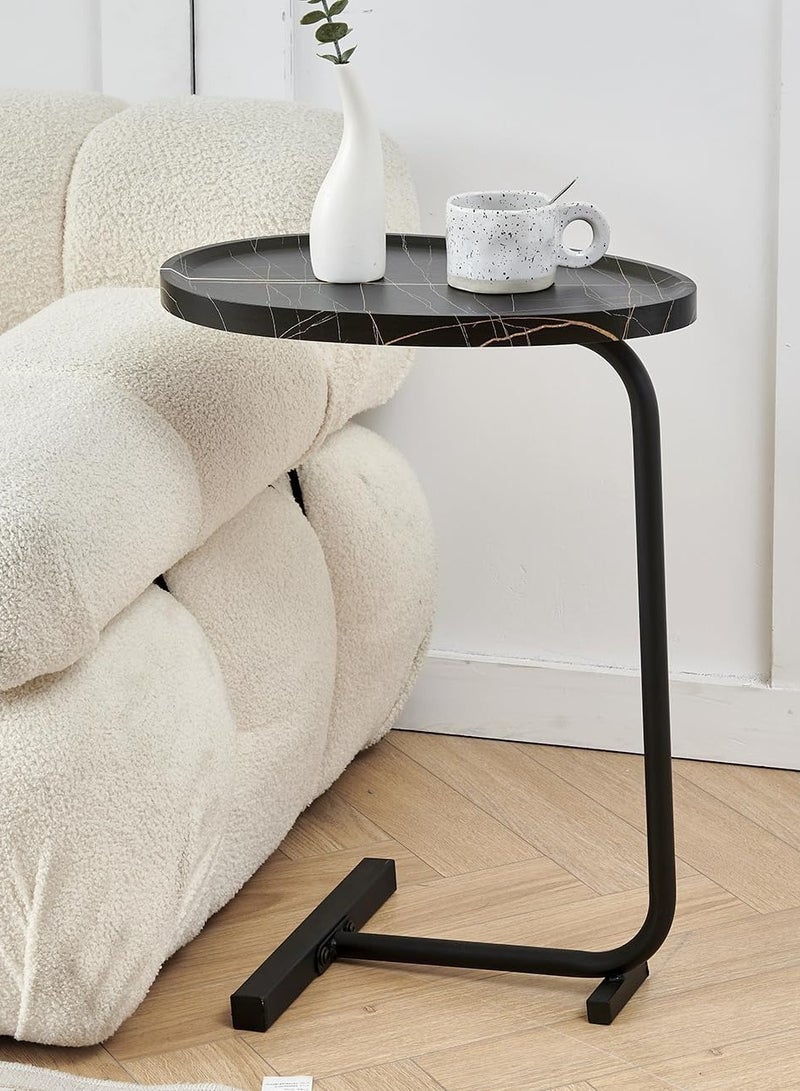 Generic C-Shaped End Table,C Table for Couch,Coffee End Table,Sofa Snack Side Side Tables,with Metal Frame, Industrial for Living Room,Bedroom  - Image 4