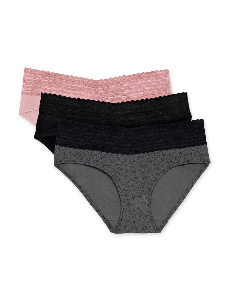 WarnersÂ® Blissful Benefits Dig-Free Comfort Waist with Lace Cotton Hipster 3-Pack WRW251HP11W
