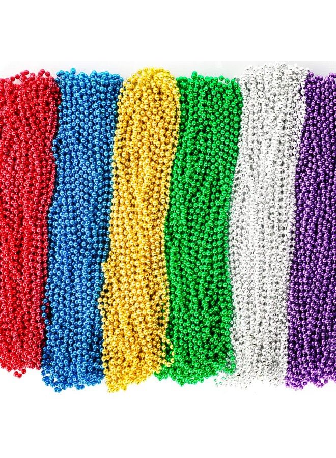 Garma 144 Pcs Mardi Gras Beads Bulk 33 Inch 7Mm Purple Gold Green Sliver Red Blue Carnival Beaded Necklaces For Mardi Gras Festivals Mardi Gras Parades Night Club Dressup Events - Image 2