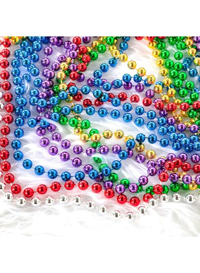 Garma 144 Pcs Mardi Gras Beads Bulk 33 Inch 7Mm Purple Gold Green Sliver Red Blue Carnival Beaded Necklaces For Mardi Gras Festivals Mardi Gras Parades Night Club Dressup Events - Image 4