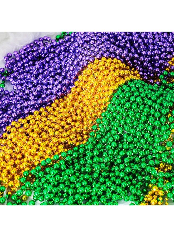 Garma 144 Pcs Mardi Gras Beads Bulk 33 Inch 7Mm Purple Gold Green Sliver Red Blue Carnival Beaded Necklaces For Mardi Gras Festivals Mardi Gras Parades Night Club Dressup Events - Image 3