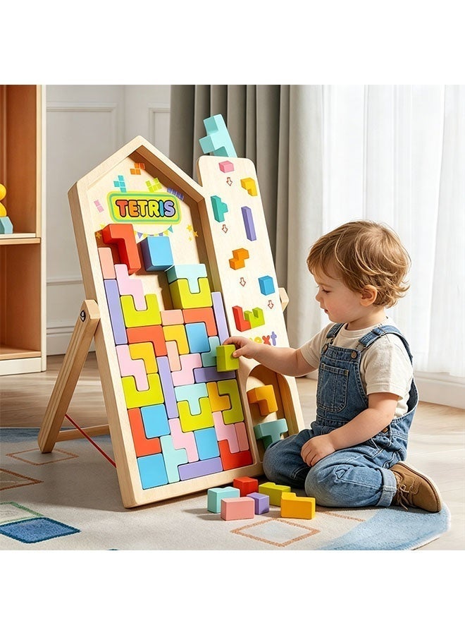 Wooden Puzzles for Toddlers Colored 3D Russian Block Puzzle and Brain Teaser Jigsaw Intelligence Toys Safe Educational Gift Board Game for Boys and Girls Montessori Toys Creative Sensory Toy Brain Blocks Teasers for Toddlers 3 4 5 6 7 Years - Image 1