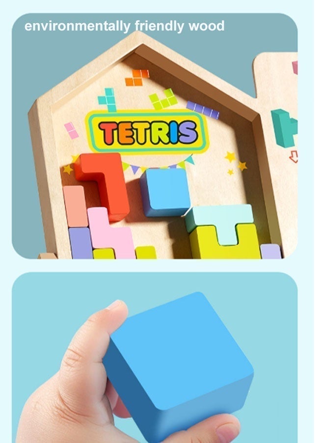 Wooden Puzzles for Toddlers Colored 3D Russian Block Puzzle and Brain Teaser Jigsaw Intelligence Toys Safe Educational Gift Board Game for Boys and Girls Montessori Toys Creative Sensory Toy Brain Blocks Teasers for Toddlers 3 4 5 6 7 Years - Image 5