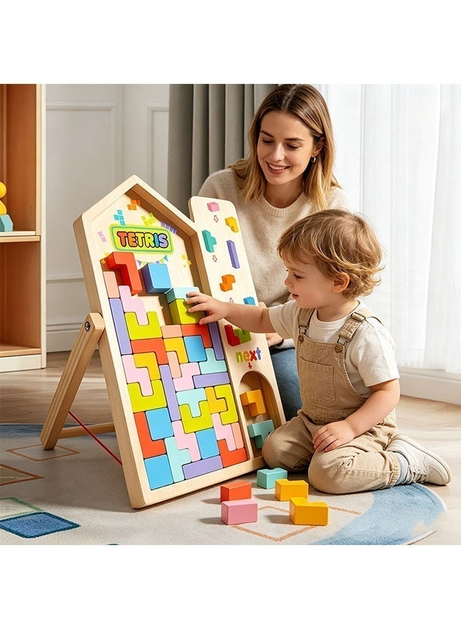 Wooden Puzzles for Toddlers Colored 3D Russian Block Puzzle and Brain Teaser Jigsaw Intelligence Toys Safe Educational Gift Board Game for Boys and Girls Montessori Toys Creative Sensory Toy Brain Blocks Teasers for Toddlers 3 4 5 6 7 Years - Image 3