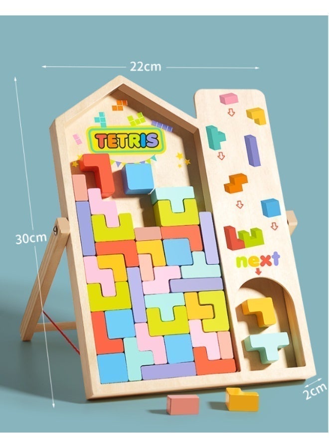 Wooden Puzzles for Toddlers Colored 3D Russian Block Puzzle and Brain Teaser Jigsaw Intelligence Toys Safe Educational Gift Board Game for Boys and Girls Montessori Toys Creative Sensory Toy Brain Blocks Teasers for Toddlers 3 4 5 6 7 Years - Image 2