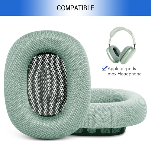 G GVOEARS Ear Cushions for AirPods Max - Mesh Fabric Ear Cups Cover Replacement - Upgraded Cushion for Apple Air Pods Max Headphones (Green) - Image 2