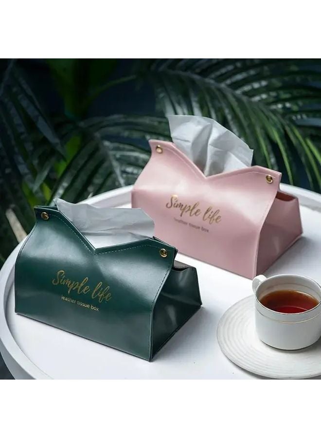 Black Faux Leather Tissue Box Holder For Car Home And Living Room Hotel Style Organizer - Image 4