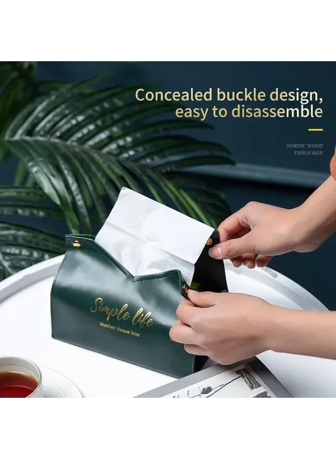 Black Faux Leather Tissue Box Holder For Car Home And Living Room Hotel Style Organizer - Image 5