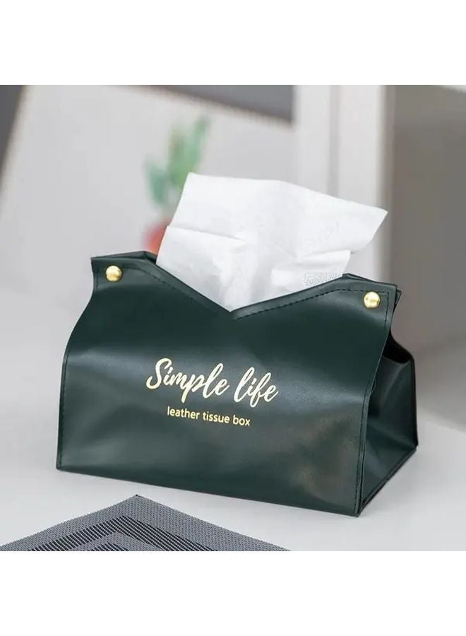 Black Faux Leather Tissue Box Holder For Car Home And Living Room Hotel Style Organizer - Image 3
