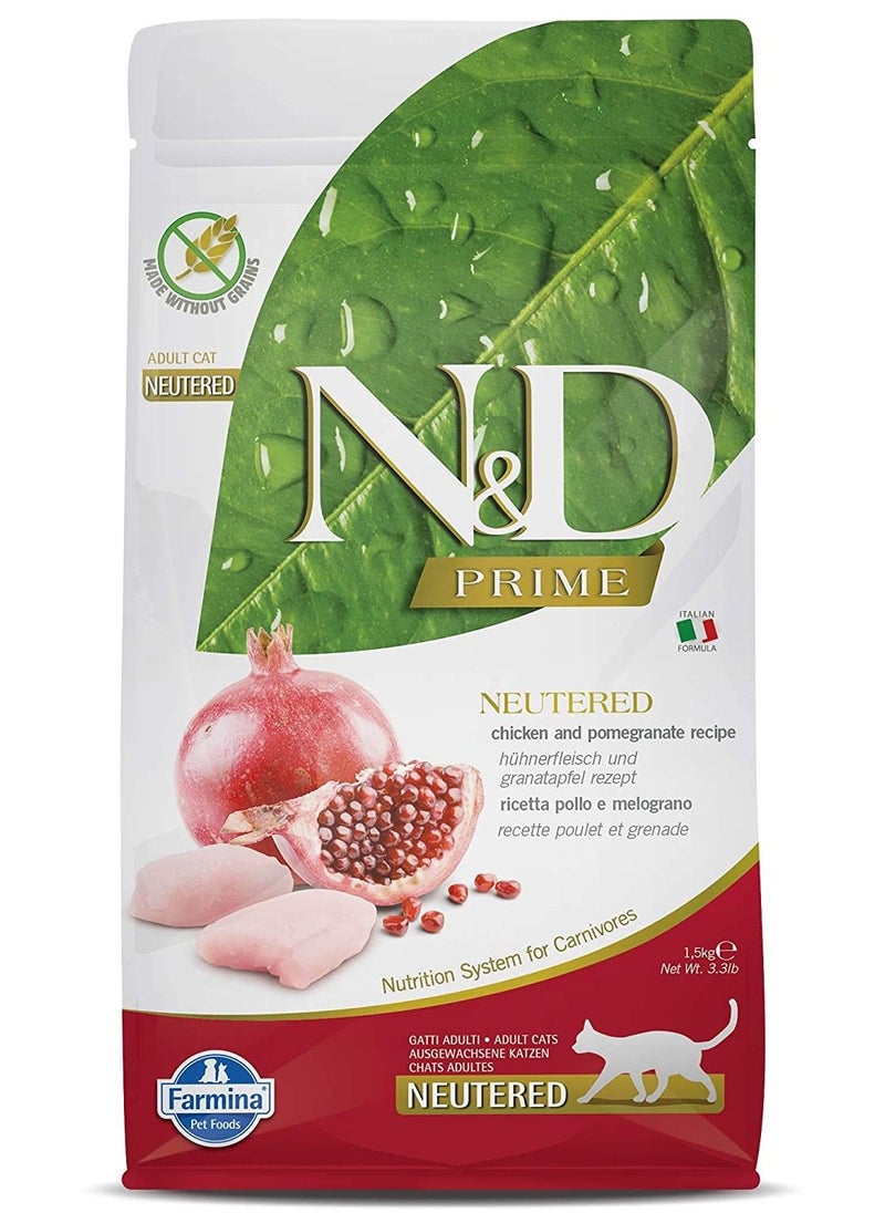 Farmina - Chicken and Pomegranate Neutered Adult Cat Dry Food 1.5 kg - Image 1