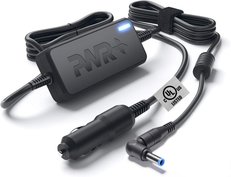 PWR+ CAR Laptop Charger for HP Probook EliteBook Revolve Business: 250 450 455 640 645 650 745 820 840 850 G1 G2 G3 G4 G5 G6 463958-001 609939-001 PA-1650-02HC PA-1900-18H2 741727-001 - Image 1