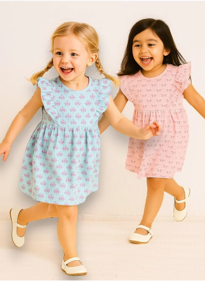 victor and jane GIRLS - PACK OF 2 - Casual Printed Ruffle Dress
