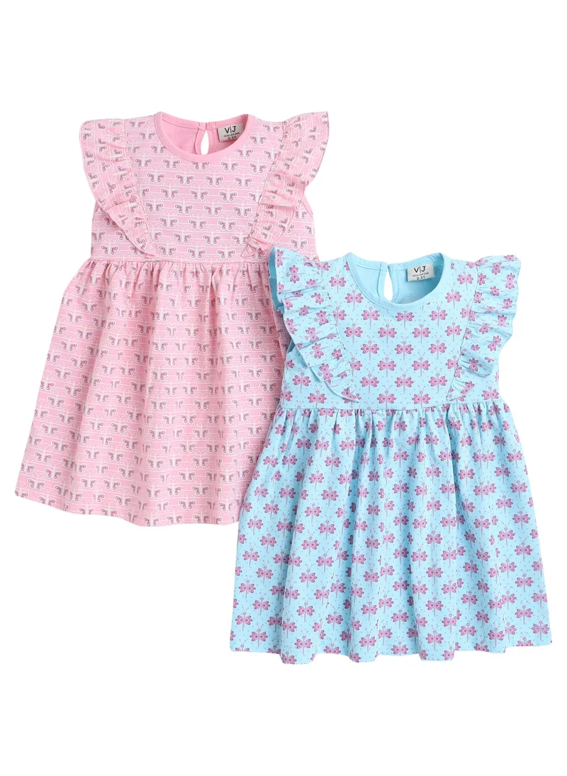 victor and jane GIRLS - PACK OF 2 - Casual Printed Ruffle Dress