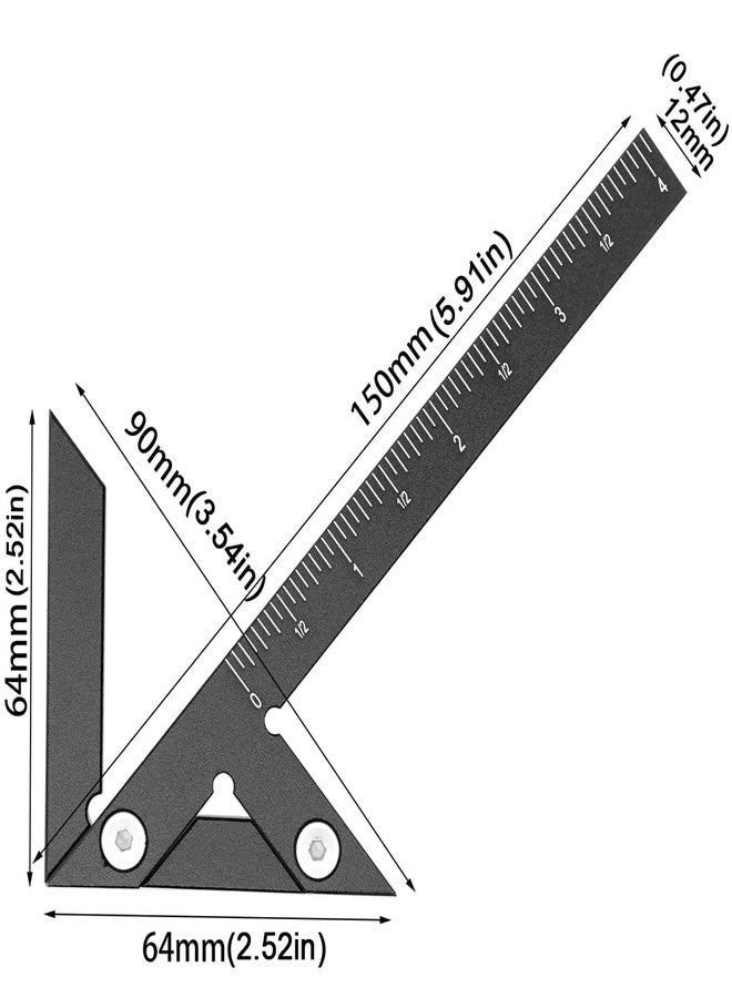 KETIPED Aluminum Imperial Circle Center Positioning, 45/90 Degree Positioning Ruler, Right Angle Positioning, Centerline Positioning, Multi-Function Arrow Ruler, High-Precision Measuring Ruler,044BK - Image 2