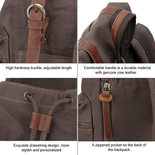 AUGUR High Capacity Canvas Vintage Backpack - for School Travel 12-15" Laptop Backapcks for Men Casual Daypacks Rucksack (M-Army Green) - Image 4