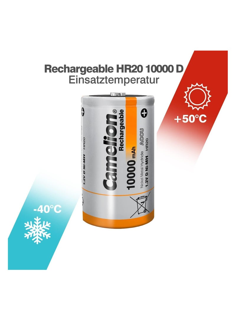 Camelion Camelion HR20 D Mono 1.2 V 10000 mAh Nickel Metal Hydride Rechargeable Battery (Pack of 2) 48 Packs - Image 3