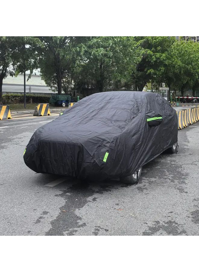 Black Car Cover With Reflective Strips Oxford Fabric Dustproof Sun Protection Hatchback L - Image 3