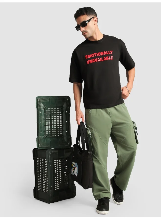 Beyoung Sage Green Raw Edge 3D Pocket Cargo Pants