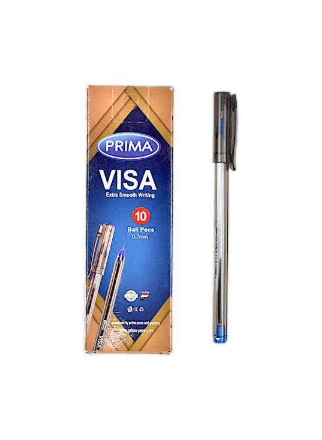 Prima Visa Ballpen - Box of 10 - Blue - Elegant & Comfort Writing - Image 2