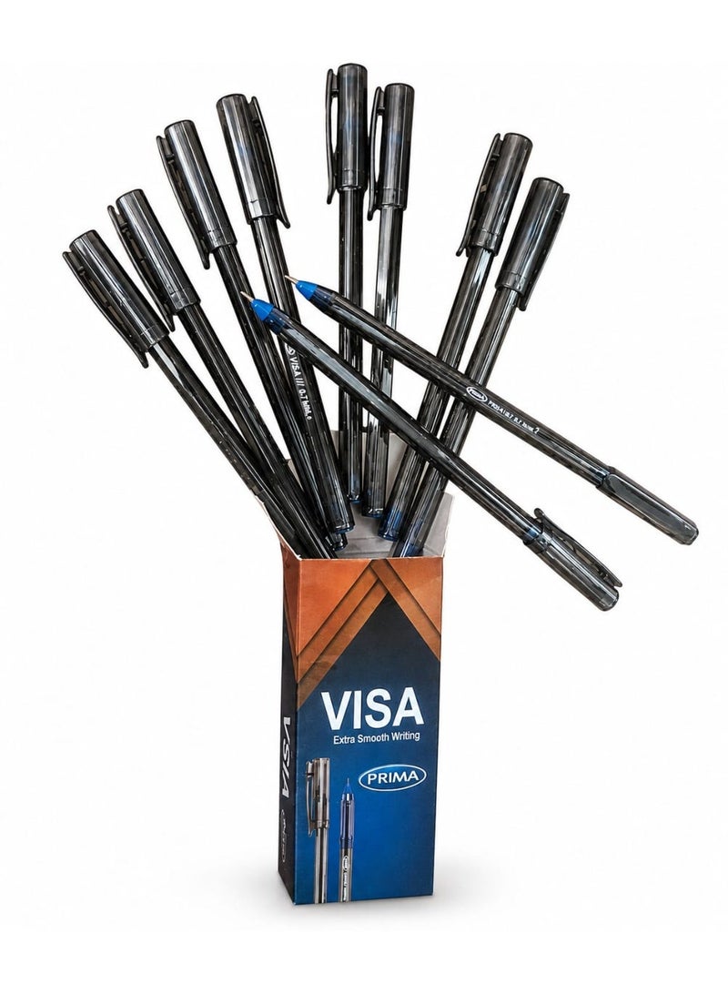 Prima Visa Ballpen - Box of 10 - Blue - Elegant & Comfort Writing - Image 1