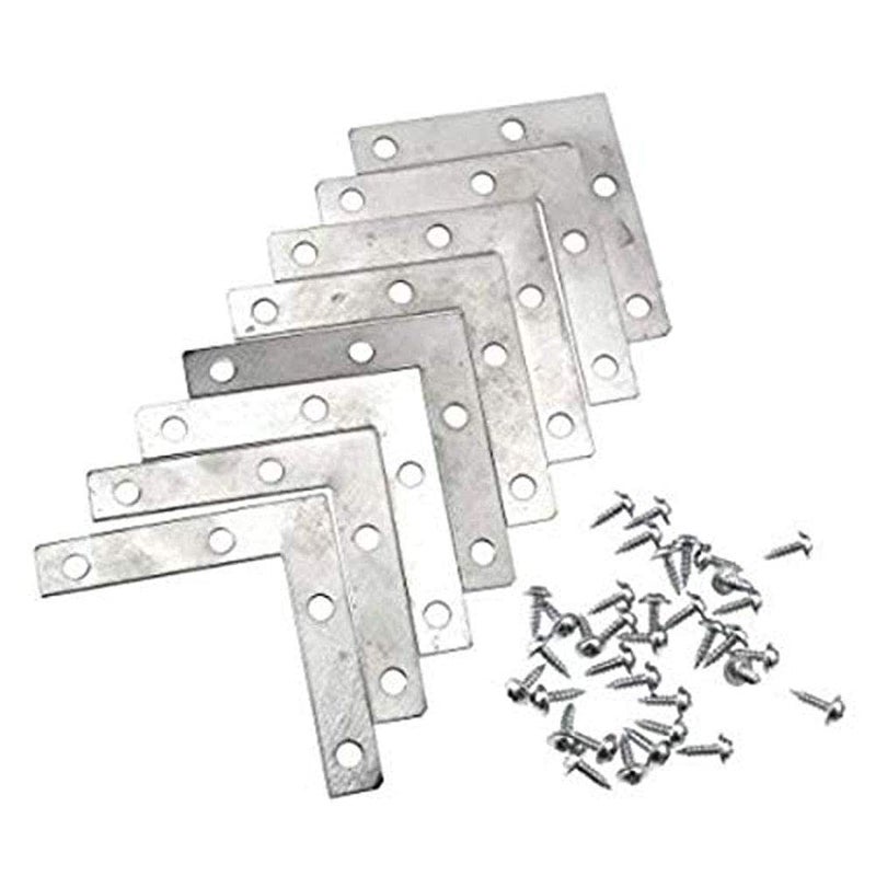 DIY Crafts Diy Crafts CTDIYHI47476 Corner Braces 25 Joining Fixing Angle Plate Shelf Brackets Supports for Joint Furniture Home Office Pack of 16 Screw Silver  - Image 2