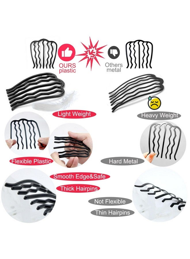 لابوهي LAPOHI 12 قطعة من أمشاط الشعر البلاستيكية الجانبية ومشبك شوكة الشعر والأسنان لتصفيفة الشعر المرفوعة، دبوس شعر على شكل حرف U، أمشاط شعر لتصفيفة الشعر العتيقة، إكسسوارات الشعر - Image 2