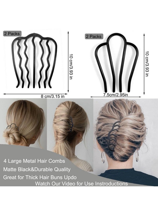 لابوهي LAPOHI 12 قطعة من أمشاط الشعر البلاستيكية الجانبية ومشبك شوكة الشعر والأسنان لتصفيفة الشعر المرفوعة، دبوس شعر على شكل حرف U، أمشاط شعر لتصفيفة الشعر العتيقة، إكسسوارات الشعر - Image 3