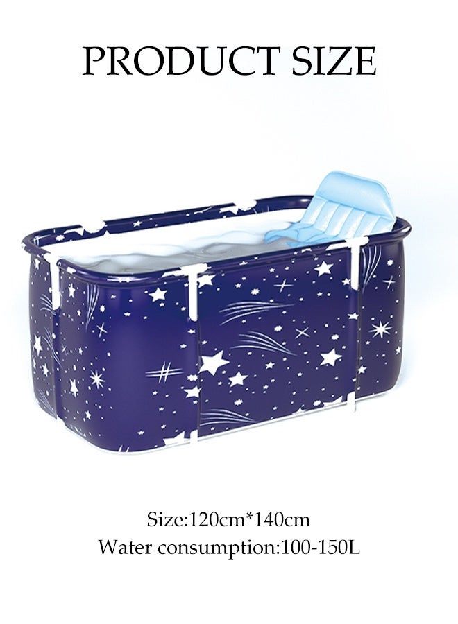 DUNISO Portable Folding Bathtub Adult，Multifunctional Spa Folding Bathtub，Adult Freestanding Bucket，Insulation, Dirt Resistance, And Waterproofing，With Backrest，Seat Cushion，Drainage Pipe，For Hot Bath, Ice Bath And Spa Bath，1.2m  - Image 2