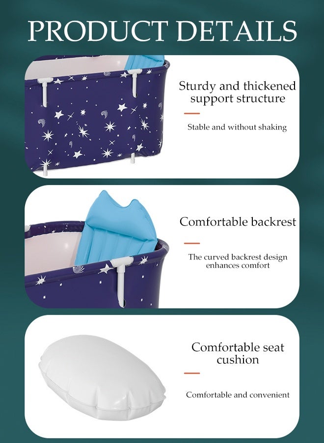 DUNISO Portable Folding Bathtub Adult，Multifunctional Spa Folding Bathtub，Adult Freestanding Bucket，Insulation, Dirt Resistance, And Waterproofing，With Backrest，Seat Cushion，Drainage Pipe，For Hot Bath, Ice Bath And Spa Bath，1.2m  - Image 4