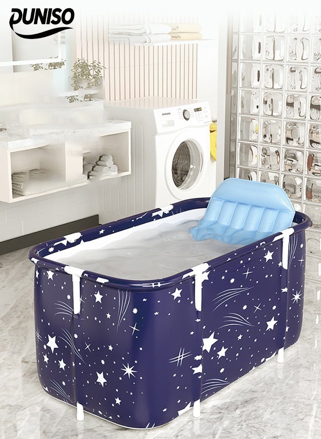 DUNISO Portable Folding Bathtub Adult，Multifunctional Spa Folding Bathtub，Adult Freestanding Bucket，Insulation, Dirt Resistance, And Waterproofing，With Backrest，Seat Cushion，Drainage Pipe，For Hot Bath, Ice Bath And Spa Bath，1.2m  - Image 1