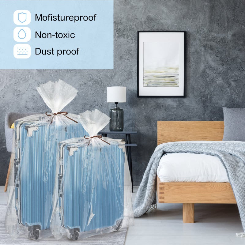 Fainne 20 Pcs Clear Giant Storage Bag 32 x 48 in 40 x 60 in 4 Mil Extra Large Clear Plastic Storage Bag Jumbo Plastic Moving Bags for Dustproof Moistureproof Luggage Suitcase Comforter Chair Bike Furniture - Image 5