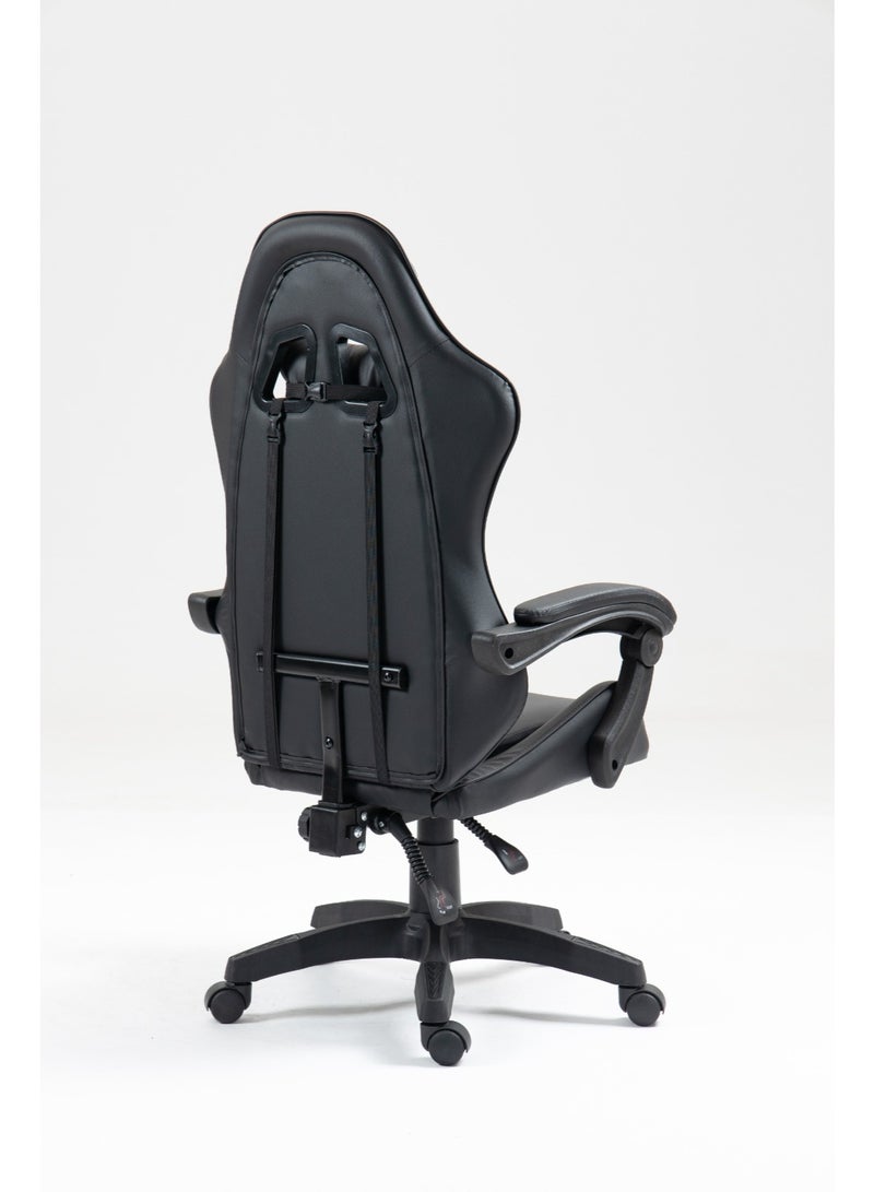 تيسو كرسي ألعاب مريح بتصميم هندسي، كرسي مكتب سباق بظهرٍ عالٍ من جلد PU مع دعم أسفل الظهر قابل للتعديل، كرسي مكتب كمبيوتر دوّار - Image 5