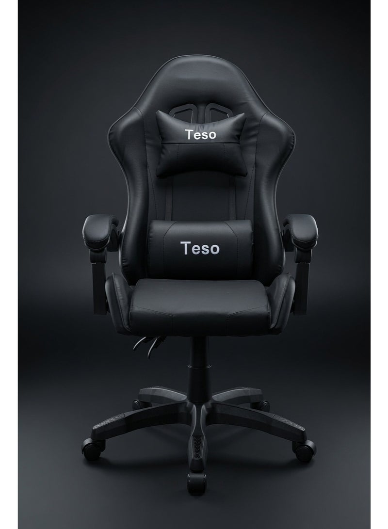 Teso Ergonomic Gaming Chair, High-Back PU Leather Racing Office Chair with Adjustable Lumbar Support, Swivel Computer Desk Chair. - Image 3