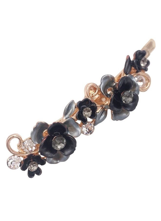 Lizzie Kay 6 Colorful Vintage Decorative Flower Design Metal Gold Tone Hair Pins Slides Accessories Women Girls 
