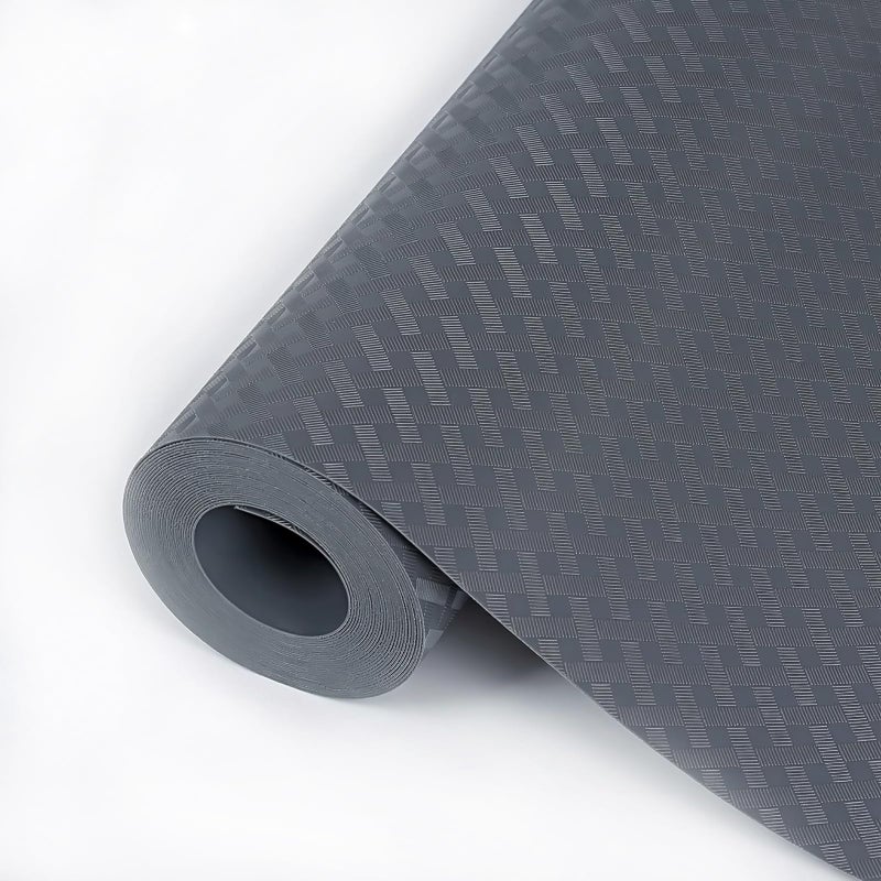 Hersvin Shelf Liners 12 in x 20 ft EVA Drawer Mats NonAdhesive Cupboard Pad Kitchen Cabinet Lining Fridge Cushion Gray Crossed Stripe 305x610cm