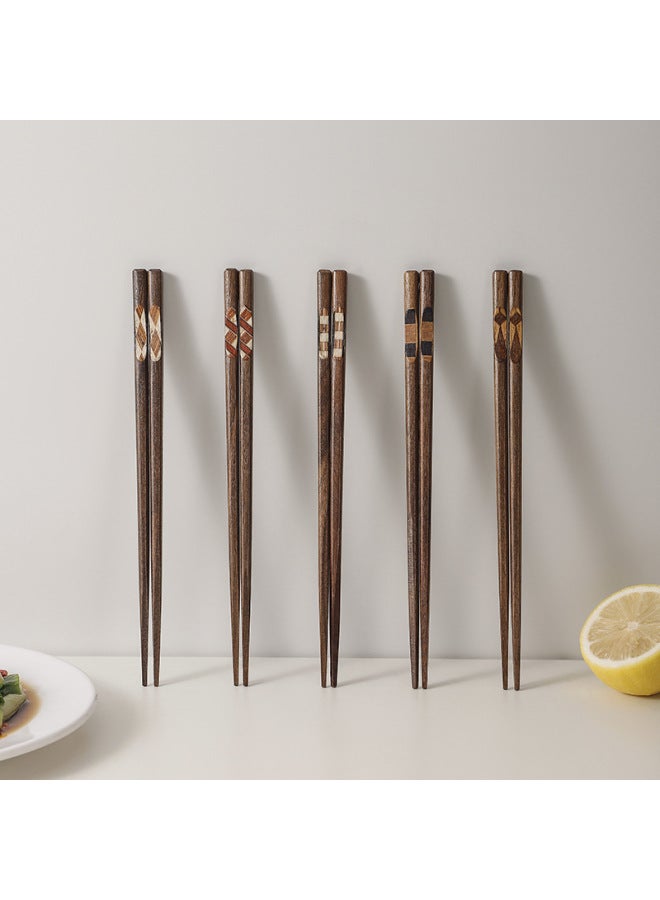 European Style Black Walnut Chopsticks Concave Wooden Chopsticks Household Chopsticks Sticker Chopsticks Gift Chopsticks Japanese Chopsticks-Color:C-Specifications:22.5CM  - Image 1