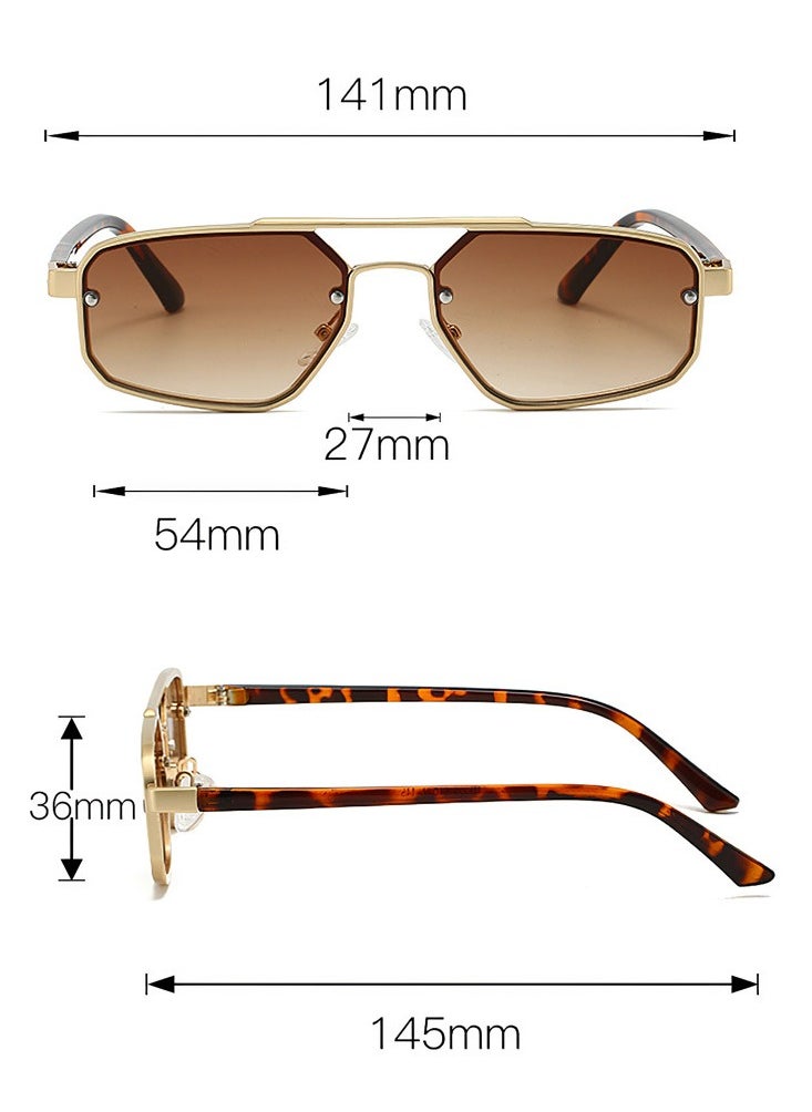 General Retro small frame women's sunglasses women's high-end fashion sunglasses trendy men's and women's double beam glasses  - Image 3