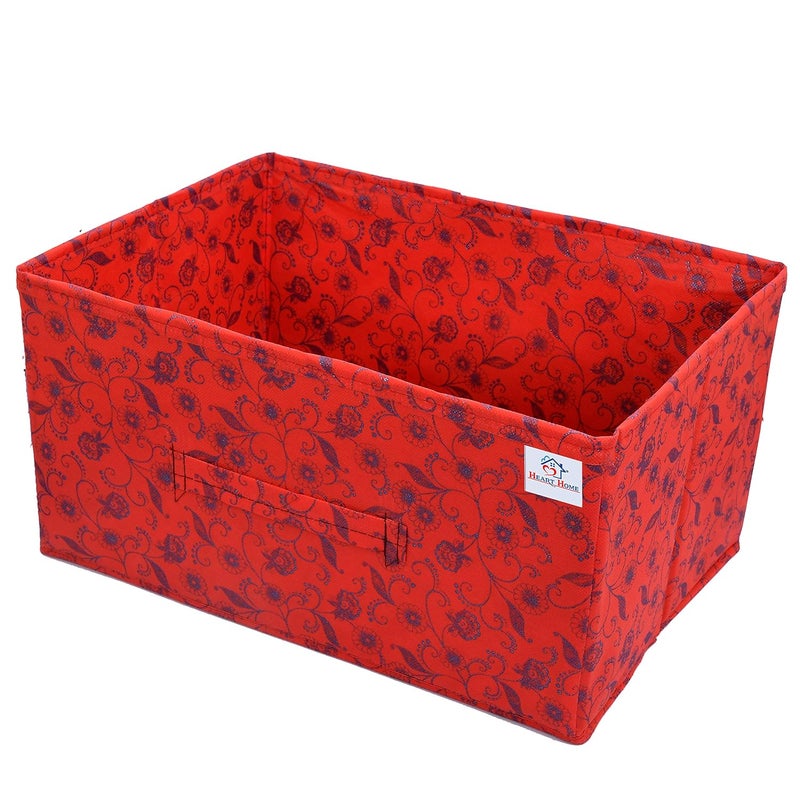Kuber Industries Heart Home Laheriya Metalic Print Non Woven Fabric 3Replacement Drawer Storage And Cloth Organizer Unit for Closet Blue Red BeigeHHEART15998 - Image 2