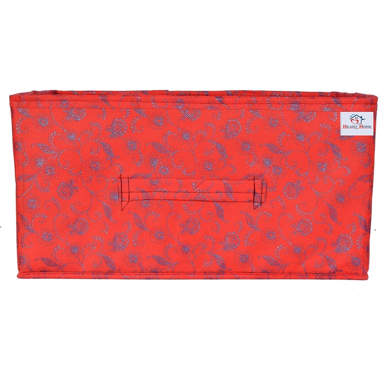 Kuber Industries Heart Home Laheriya Metalic Print Non Woven Fabric 3Replacement Drawer Storage And Cloth Organizer Unit for Closet Blue Red BeigeHHEART15998 - Image 5