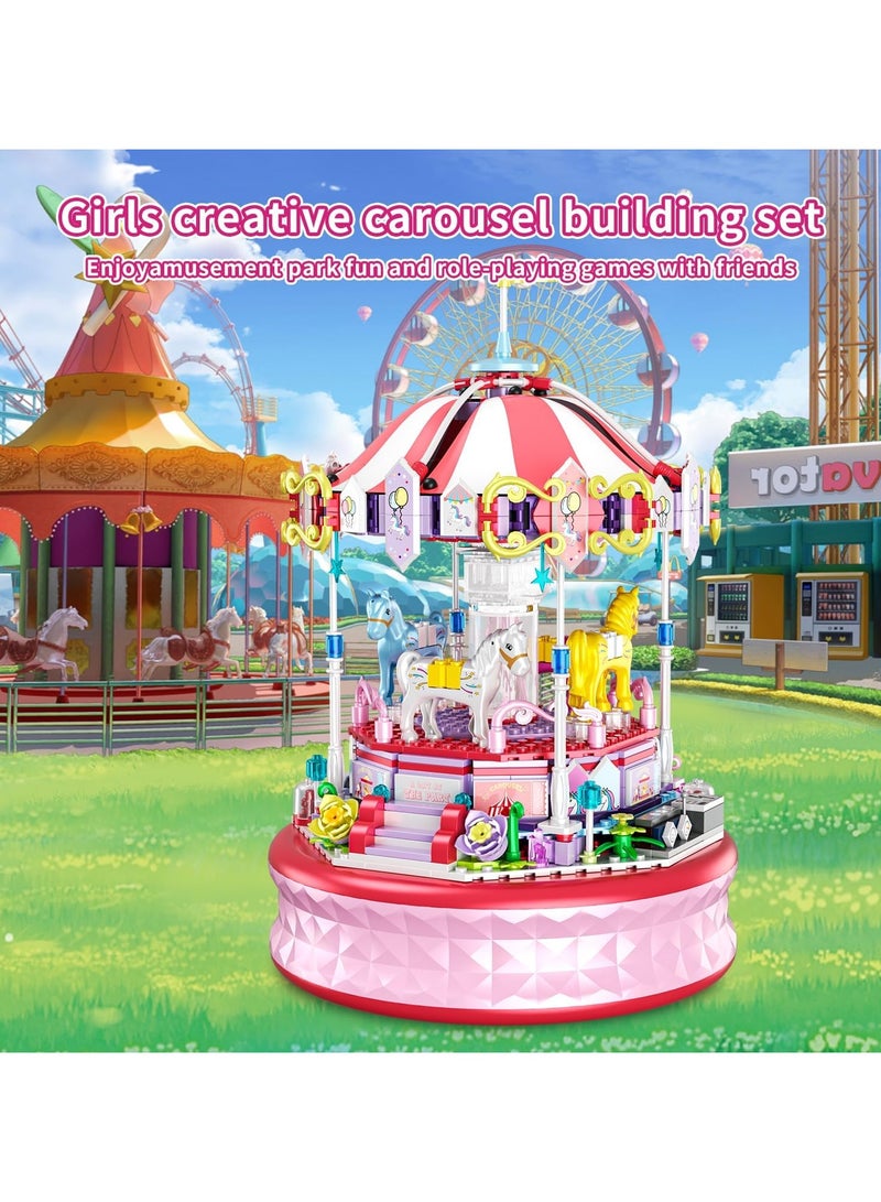 general 591 Pieces Mini Music Box Block Set, Carousel DIY Block Toys, Girls Amusement Park Block Kit, STEM Educational Toys, Birthday Gifts for Boys and Girls Ages 6-12+ - Image 2