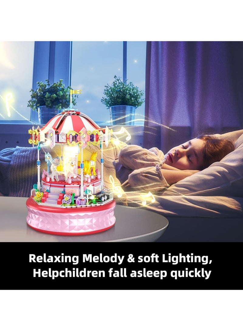 general 591 Pieces Mini Music Box Block Set, Carousel DIY Block Toys, Girls Amusement Park Block Kit, STEM Educational Toys, Birthday Gifts for Boys and Girls Ages 6-12+ - Image 5